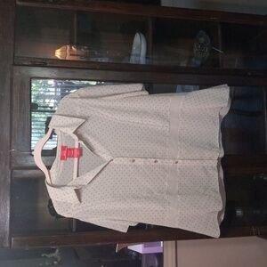 Womans Oscar by Oscar De La Renta Polka Dot Cream Blouse